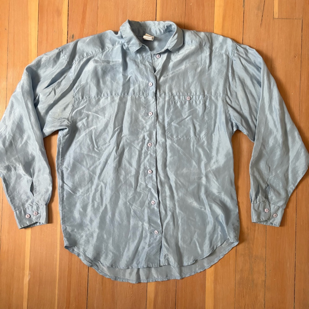 Vintage Sandwash Silk by Bianca Blue Silk Blouse